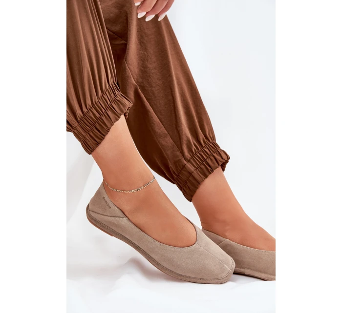 Semišové Dámské Baletky Big Star RR274082 Béžové Semišové Dámské Baletky Big Star RR274082 Béžové