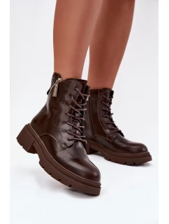 Kožené dámské pracovní kozačky s vyhříváním Big Star SS274453 hnědé