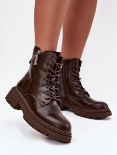 Kožené dámské pracovní kozačky s Big Star hnědé model 21708641 - Big Star Shoes