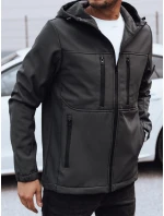 Pánská přechodná softshellová bunda s kapucí tmavě šedá FashionStreet TX4817