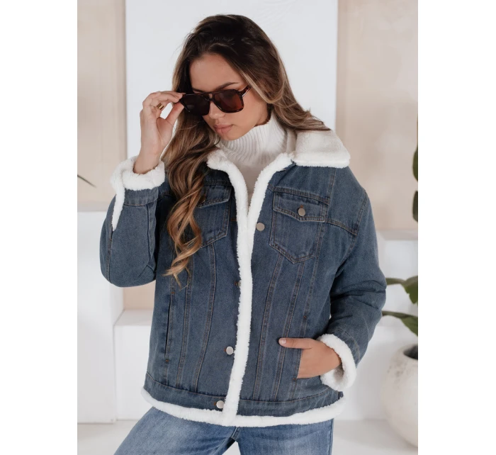 Dámská zimní džínová bunda s ovčí kůží modrá FashionStreet TY5172