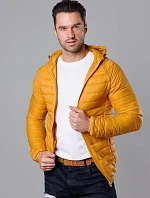 Pánská prošívaná bunda s kapucí v barvě kurkumy (HM112-10)