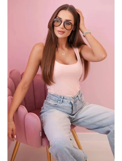 Dámská top na ramínkách s výstřihem - tmavě pudrově růžová