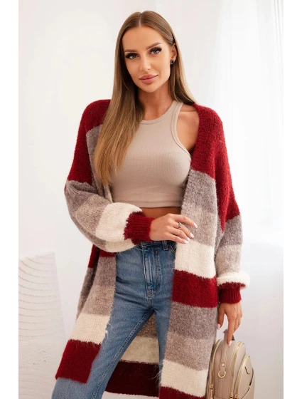 Dámský kardigan s vlnou v  bordový model 21264654 - K-Fashion