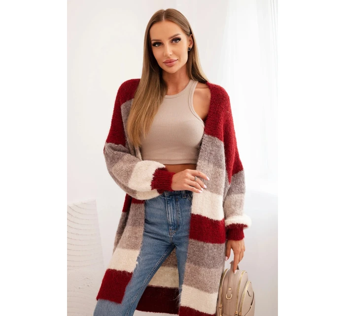 Dámský kardigan s vlnou v  bordový model 21264654 - K-Fashion