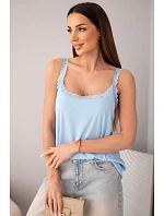 Dámská halenka na ramínka s krajkovým model 22040210 modrá - K-Fashion