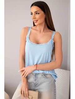 Dámská halenka na ramínka s krajkovým model 22040210 modrá - K-Fashion