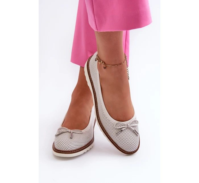 Dámské Letní Baletky Z Kůže  Bílé model 21661326 - Maciejka