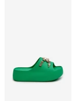 Dámské lehké pěnové žabky s ozdobami zelené model 21665943 - Boto Dámské lehké pěnové žabky s ozdobami zelené model 21665943 - Boto