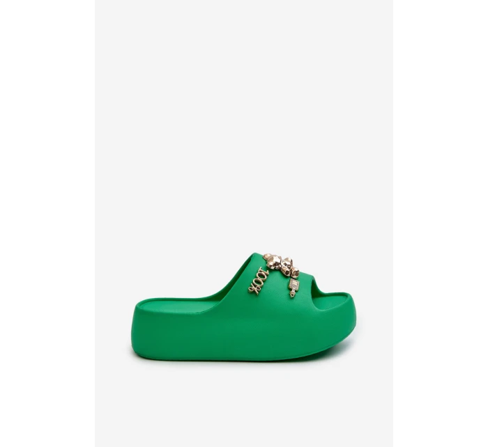 Dámské lehké pěnové žabky s ozdobami zelené model 21665943 - Boto Dámské lehké pěnové žabky s ozdobami zelené model 21665943 - Boto