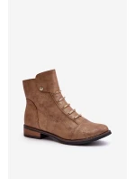 Zateplené dámské boty na plochém podpatku zlaté model 21672463 - Boto Zateplené dámské boty na plochém podpatku zlaté model 21672463 - Boto