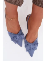 Dámské sandály na podpatku s mašlí Modré model 21997901 - Boto