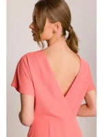 model 20966224 Tužkové šaty s rozparkem na boku oranžové - STYLOVE model 20966224 Tužkové šaty s rozparkem na boku oranžové - STYLOVE