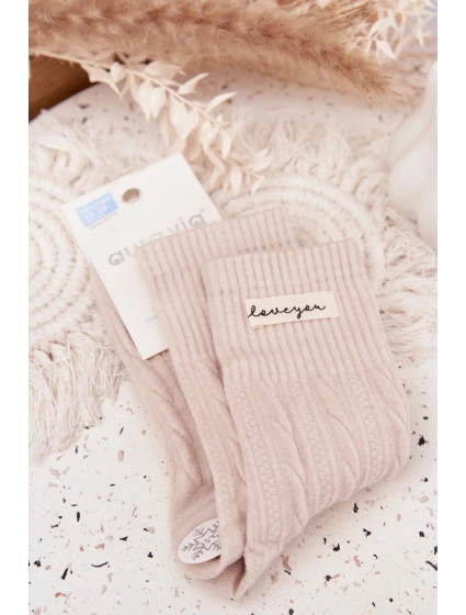 Teplé dámské ponožky s vlnou – béžové