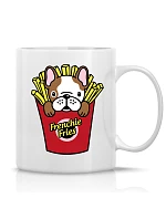 FRENCHIE FRIES - klasický bílý keramický hrníček 300 ml