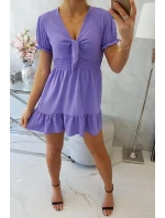 Šaty s vázaným výstřihem do V fialové Šaty s vázaným výstřihem do V fialové