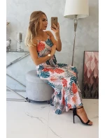 Šaty s motivem listů pudrově růžové