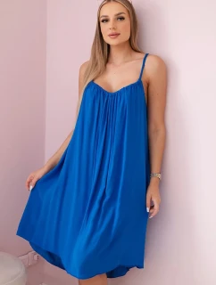 Viskózové šaty na ramínka chrpově modrá