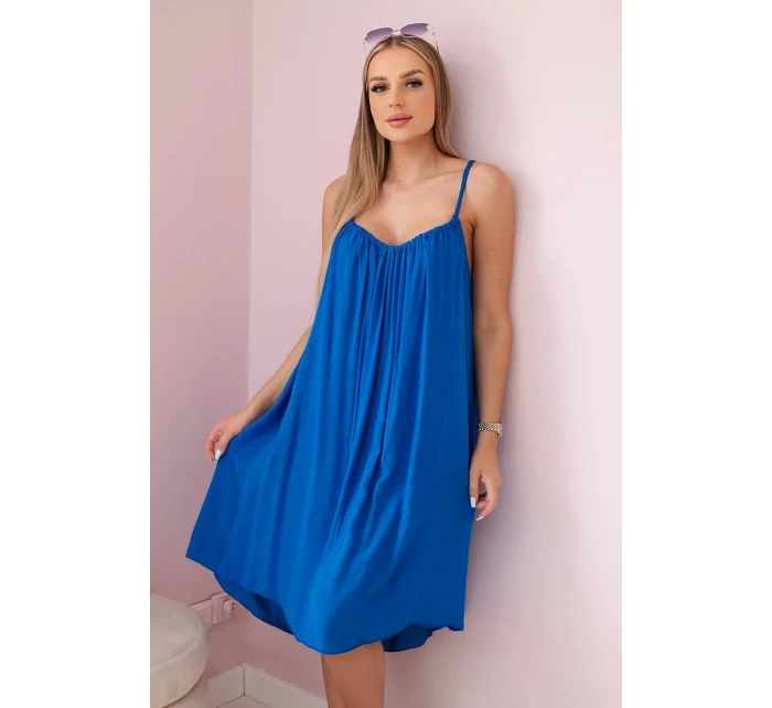 Viskózové šaty na ramínka chrpově modrá Viskózové šaty na ramínka chrpově modrá