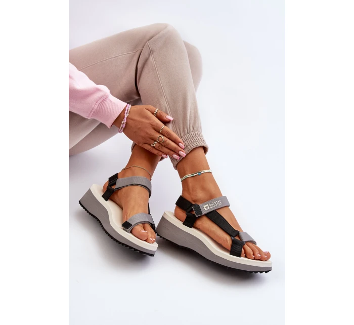 Dámské sandály na platformě a Big Star šedé model 21652812 - Big Star Shoes Dámské sandály na platformě a Big Star šedé model 21652812 - Big Star Shoes