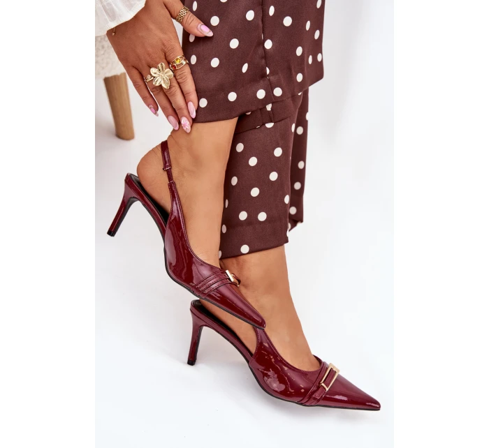 Lodičky Na Jehlovém Podpatku Se Zlatou Bordové model 21704634 - Boto