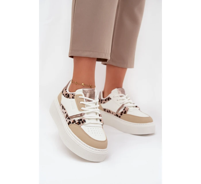 Dámské Tenisky Na Platformě Big Star SS274357 Leopardí Bílá-Bežová Dámské Tenisky Na Platformě Big Star SS274357 Leopardí Bílá-Bežová
