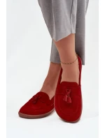 Kožené semišové mokasiny typu barefoot Zazoo 322 červené