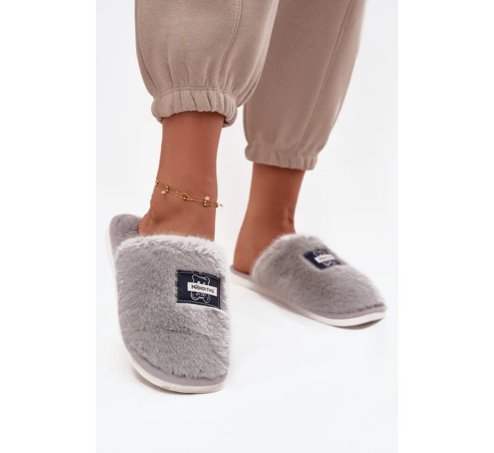 Dámské domácí pantofle s kožešinou Maelis – šedé