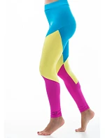 Dámské dlouhé sportovní legíny Rio A6102 modrá/žlutá/růžová - Litexo