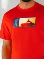 Pánské oranžové tričko s potiskem FashionStreet RX5486