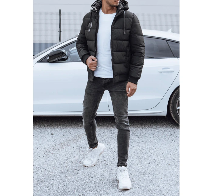 Pánská prošívaná zimní bunda s kapucí černá FashionStreet TX4831