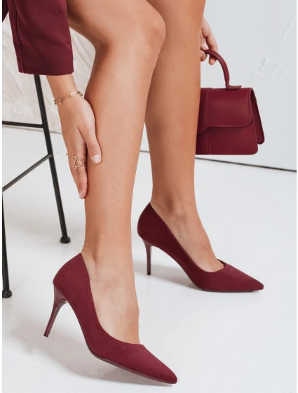 Dámské vínové semišové jehlové boty FashionStreet ZY1073