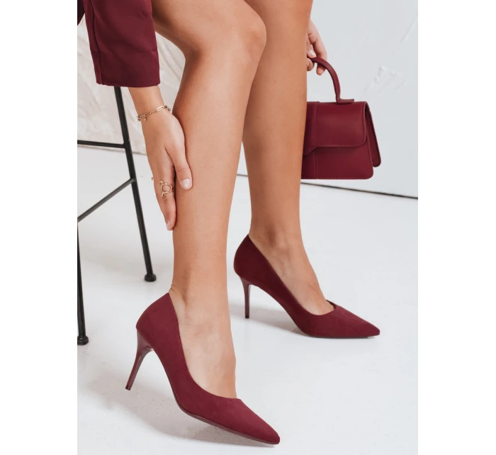 Dámské vínové semišové jehlové boty FashionStreet ZY1073