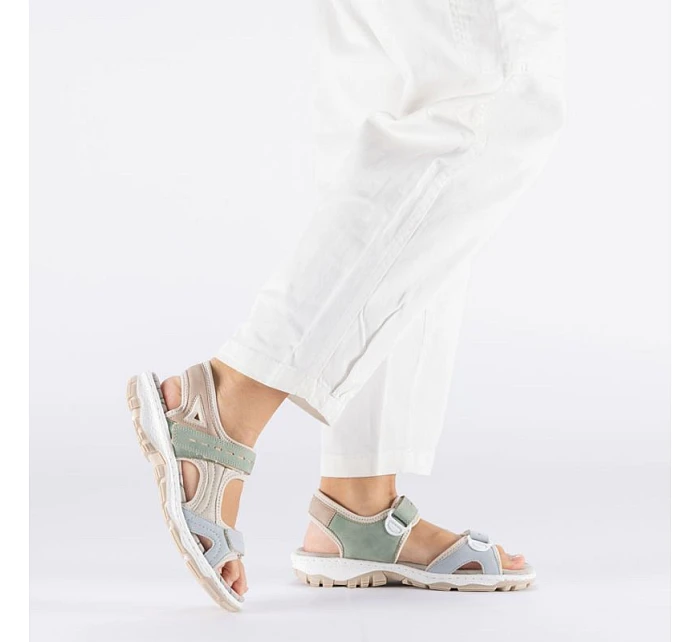 Pohodlné dámské barevné sportovní sandály na suchý zip Rieker 68866-94