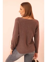 Dámský svetr s viskózou a výstřihem do V mocca