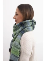 Dámský vlněný šál měkký a teplý v barevných pruzích KN19 zelený
