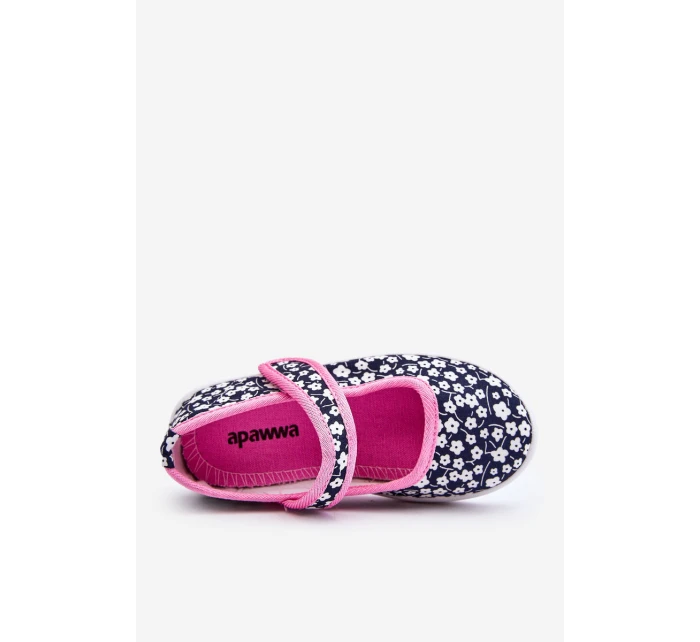 Dětské balerínky na suchý zip v potisku námořnické modré a růžové Selah Dětské balerínky na suchý zip v potisku námořnické modré a růžové Selah