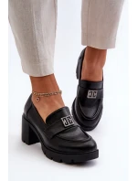 Dámské polobotky na podpatku s ozdobou Černé model 21655240 - Boto Dámské polobotky na podpatku s ozdobou Černé model 21655240 - Boto