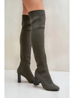 Se Po Kolena Na Podpatku Tmavě Zelené model 21679772 - Boto