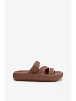Pěnové dámské pantofle s pásky a sponou Big Star model 22100713 hnědé - Big Star Shoes