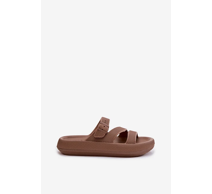 Pěnové dámské pantofle s pásky a sponou Big Star model 22100713 hnědé - Big Star Shoes