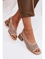 Zdobené síťované dámské sandály na klínku Z & A model 22101312 Béžové - D&A Zdobené síťované dámské sandály na klínku Z & A model 22101312 Béžové - D&A