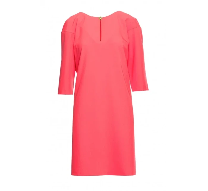 Šaty uvolněného střihu s výstřihem s  korálová barva model 20966115 - STYLOVE