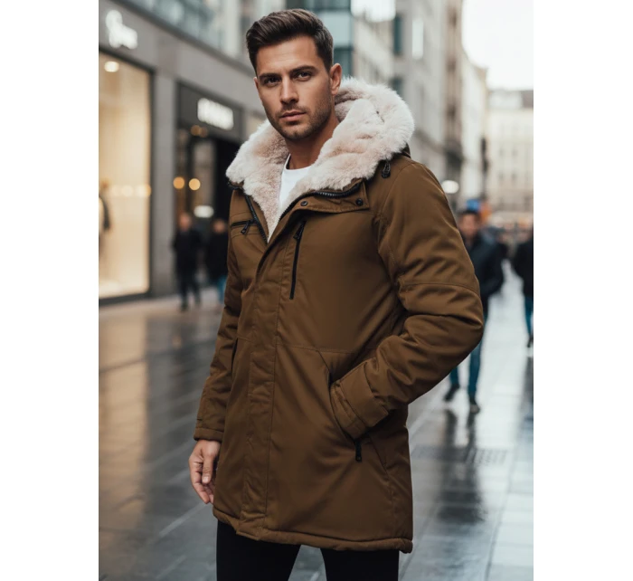 Pánská zimní bunda parka s kapucí béžová FashionStreet TX4968