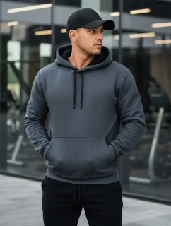 Pánská základní mikina s kapucí tmavě šedá Dstreet model 21985886 - FashionStreet