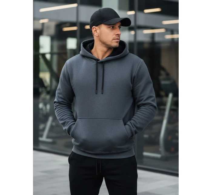 Pánská základní mikina s kapucí tmavě šedá Dstreet model 21985886 - FashionStreet