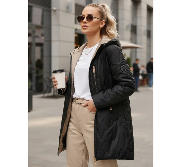 Dámská prošívaná přechodná bunda černá FashionStreet TY5562 Dámská prošívaná přechodná bunda černá FashionStreet TY5562