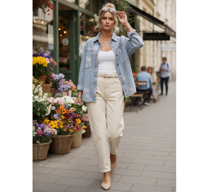 Dámská džínová košilová bunda modrá FashionStreet TY5600