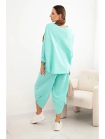 Komplet bavlněný mikina + kalhoty tmavě mátová