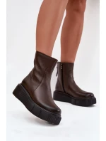 Zazoo 60369 Dámské kožené kotníčkové boty na platformě čokoládové Zazoo 60369 Dámské kožené kotníčkové boty na platformě čokoládové